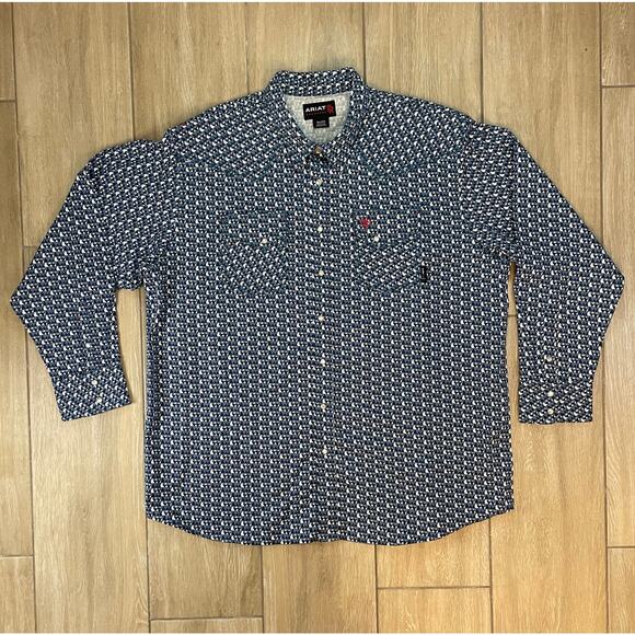 Ariat Other - Ariat FR Men’s 3XL Flame Resistant Long Sleeve Button Shirt Blue Print Workwear